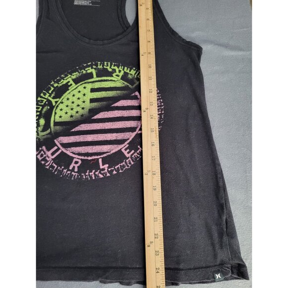 HURLEY Womens LG Racerback Tank Top American Flag Beach Summer y2k - Picture 6 of 8